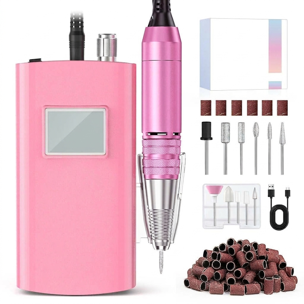 Professional Portable Nail Drill, 45000RPM Rechargeable Electric File Machine fo