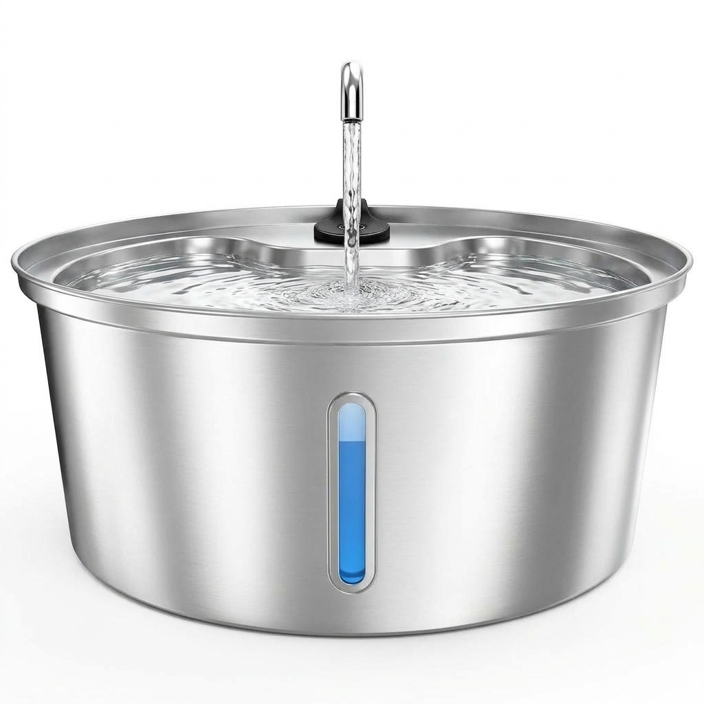 Pawccoil 7L/1.8Gal Dog Water Fountain, 304 Stainless Steel